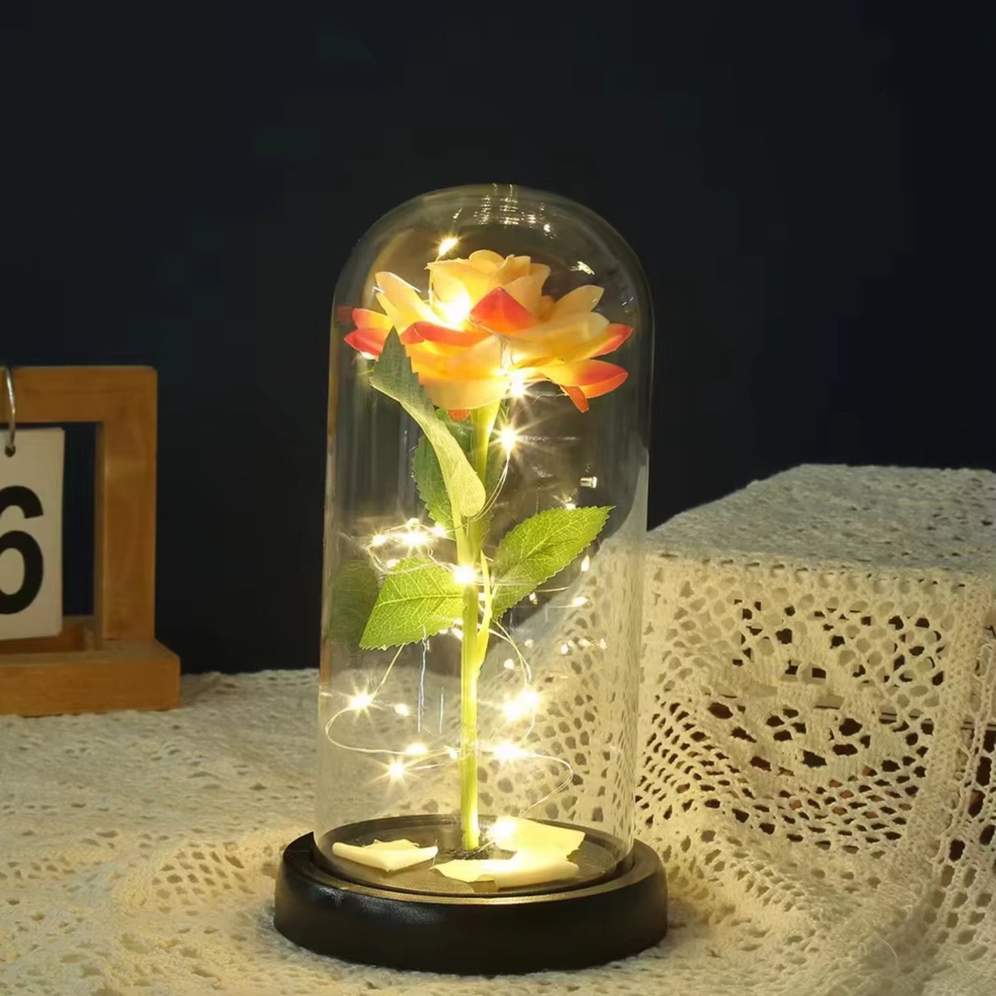 Valentines Day Rose Glass Dome Handicraft Decoration - Big Ass Store