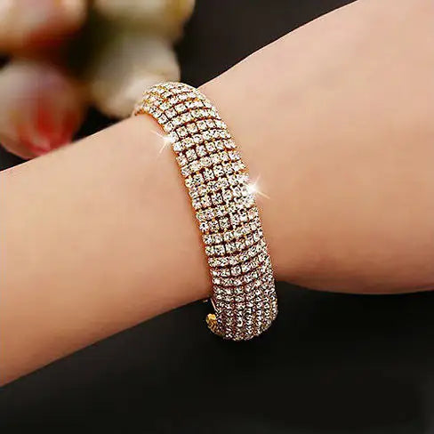 Glamour Girl Crystal Bangle Cuff Bracelet - Big Ass Store