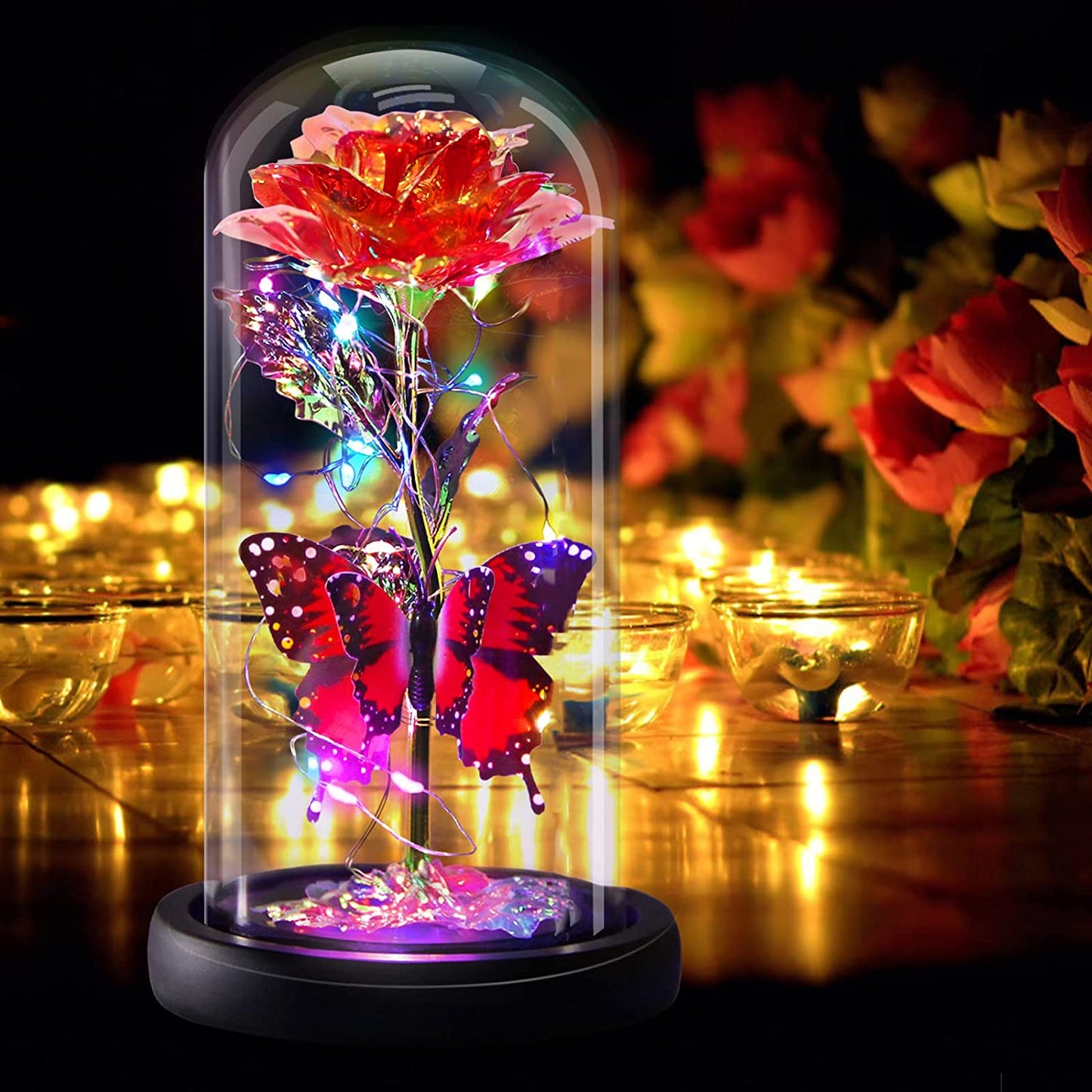 Galaxy Flowers Rose Birthday Gift for Women Mom Grandma, Enchanted Infinity Rose in Glass Dome, Valentines Rose Gifts for Valentine'S Day Mother'S Day Anniversary Wedding - Big Ass Store