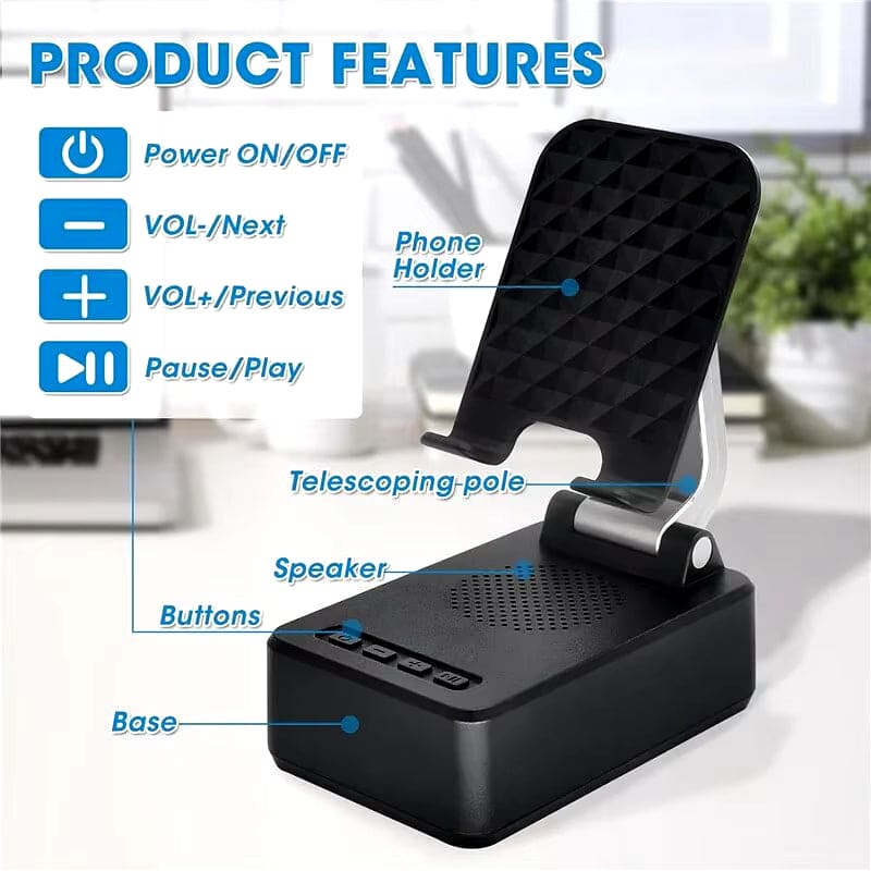 Mobile Cell Phone Stand Holder with Bluetooth Speaker HD Portable Wireless Speaker Adjustable Tablet Desktop Live Lazy Bracket - Big Ass Store
