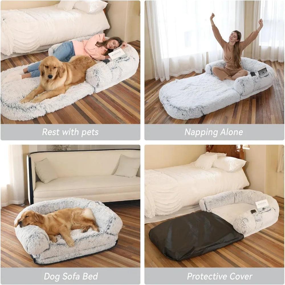 Human Dog Bed, 74"X43"X9" Dog Beds for Large Dogs, Foldable Plush Washable Dog Beds - Big Ass Store