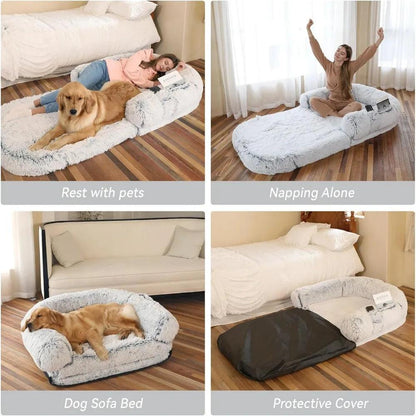 Human Dog Bed, 74"X43"X9" Dog Beds for Large Dogs, Foldable Plush Washable Dog Beds - Big Ass Store