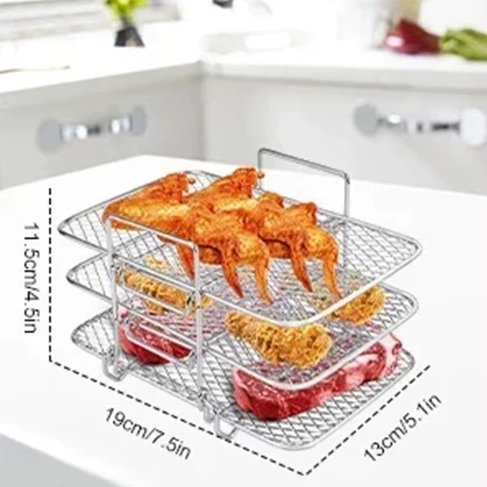 Air Fryer Rack for Ninja Air Fryer Three-Tier Double Basket Air Fryer Accessories 304 Stainlesssteel Dehydrator Rack Toast Rack - Big Ass Store