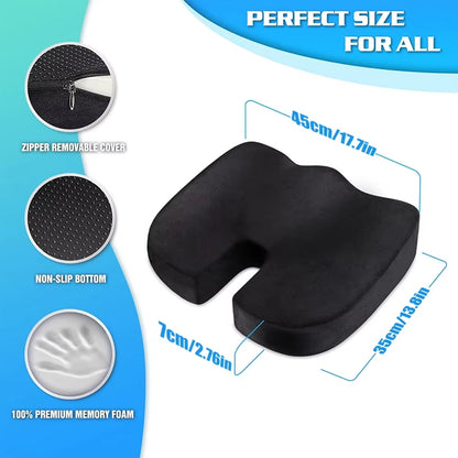 Gel & Memory Foam Non-Slip Orthopedic Seat Cushion for Back Pain & Sciatica Relief - Big Ass Store