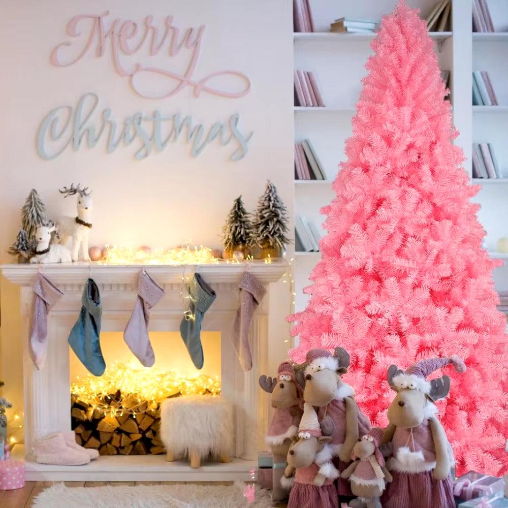 6-9Ft Christmas Tree In Various Colors: Green, White, Pink, and Black - Big Ass Store