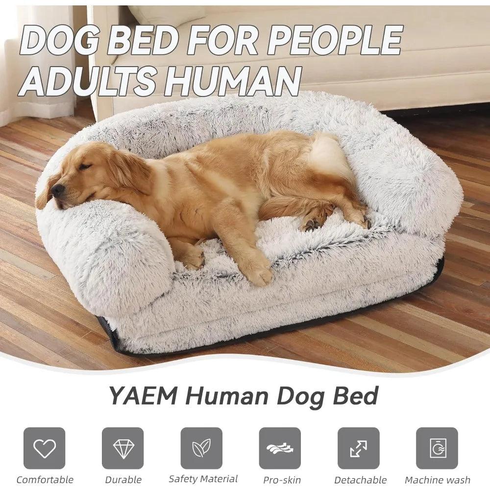 Human Dog Bed, 74"X43"X9" Dog Beds for Large Dogs, Foldable Plush Washable Dog Beds - Big Ass Store