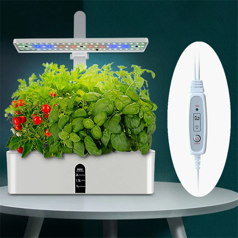 Garden Hydroponics Growing System Indoor Herb Garden Kit Automatic Timing LED Grow Lights Smart Water Pump for Home Flower Pots - Big Ass Store