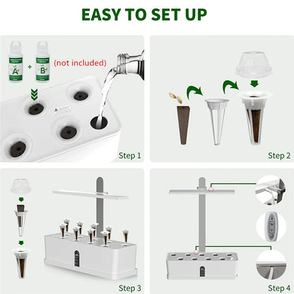 Garden Hydroponics Growing System Indoor Herb Garden Kit Automatic Timing LED Grow Lights Smart Water Pump for Home Flower Pots - Big Ass Store