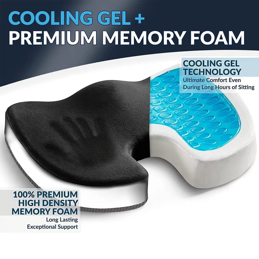 Gel & Memory Foam Non-Slip Orthopedic Seat Cushion for Back Pain & Sciatica Relief - Big Ass Store