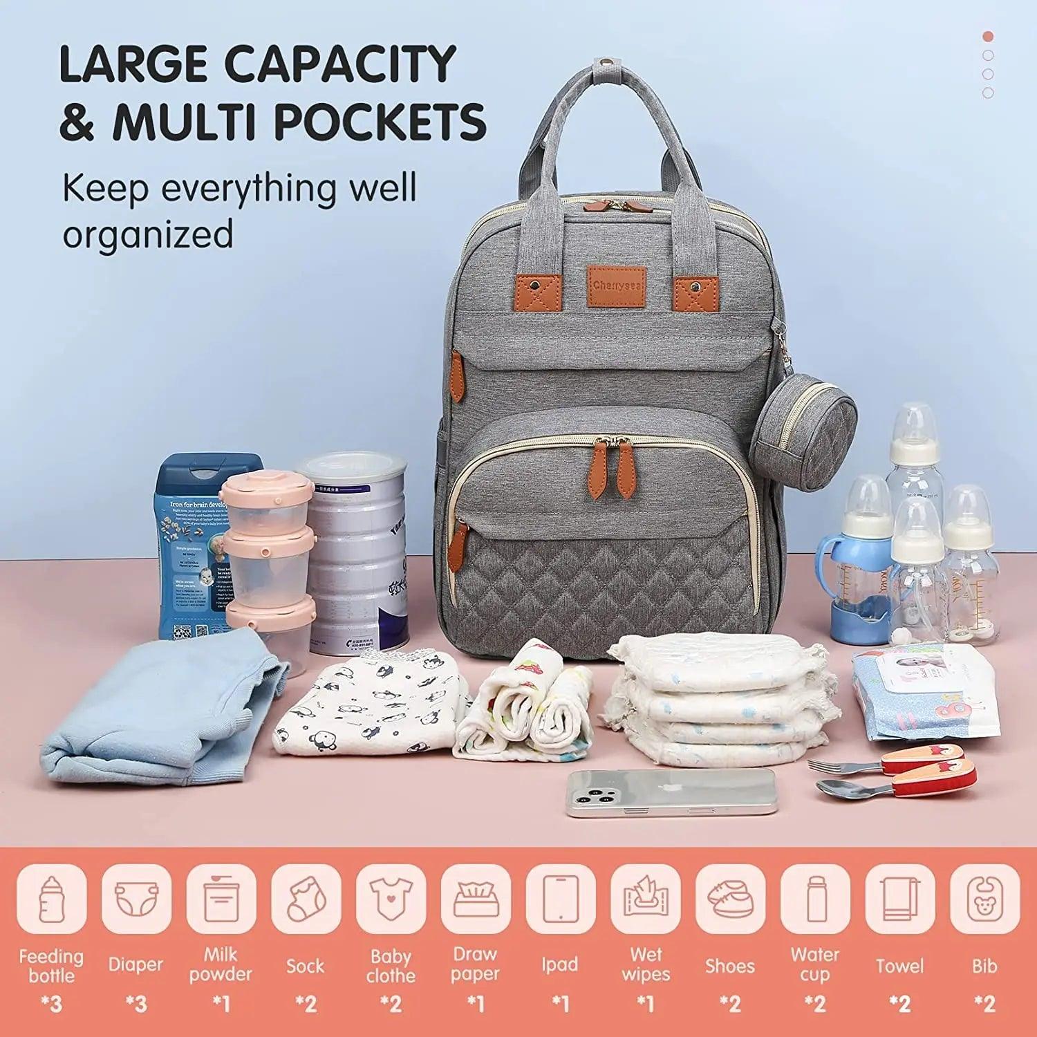3 in 1 Waterproof Diaper Bag ,Backpack, Foldable Baby Bed, Bag with USB Charger - Big Ass Store