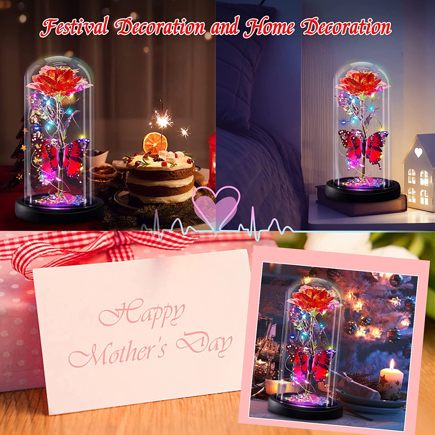 Galaxy Flowers Rose Birthday Gift for Women Mom Grandma, Enchanted Infinity Rose in Glass Dome, Valentines Rose Gifts for Valentine'S Day Mother'S Day Anniversary Wedding - Big Ass Store