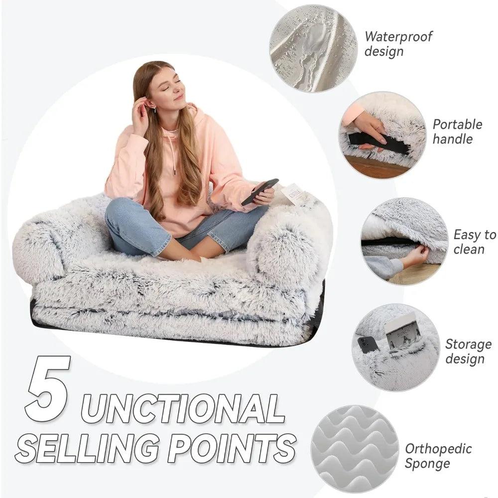 Human Dog Bed, 74"X43"X9" Dog Beds for Large Dogs, Foldable Plush Washable Dog Beds - Big Ass Store