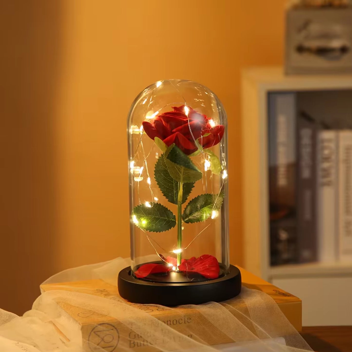 Valentines Day Rose Glass Dome Handicraft Decoration - Big Ass Store