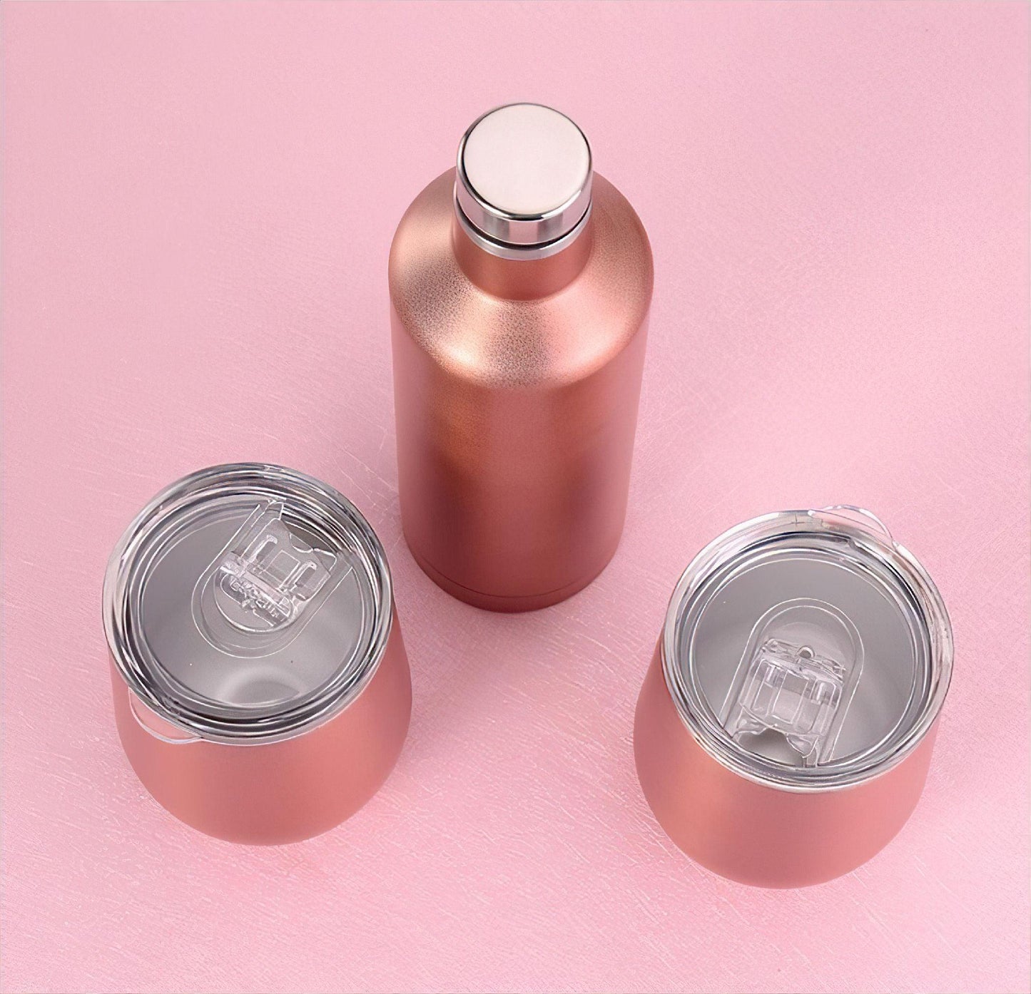 Deluxe Rose-Gold Double Walled 750ML Insulated Bottle & 2-12oz Insulated Tumblers - Big Ass Store