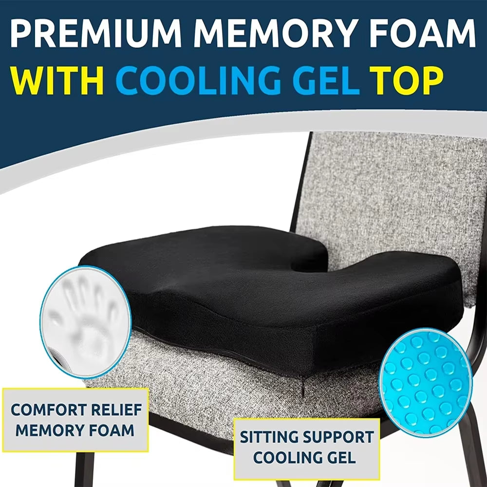 Gel & Memory Foam Non-Slip Orthopedic Seat Cushion for Back Pain & Sciatica Relief - Big Ass Store